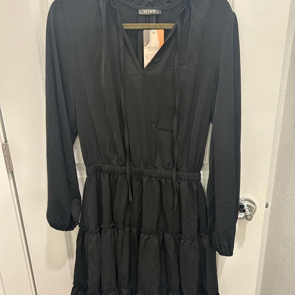 Amazon Black Ruffled Tie Front Sundress